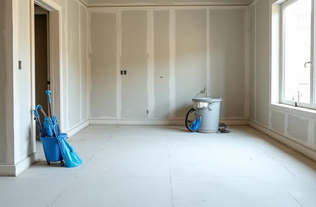 Newly constructed room being cleaned, dust-free