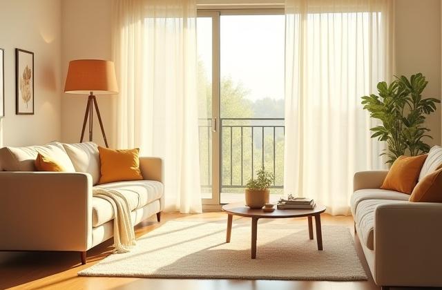 Spotless residential living room after a deep cleaning service